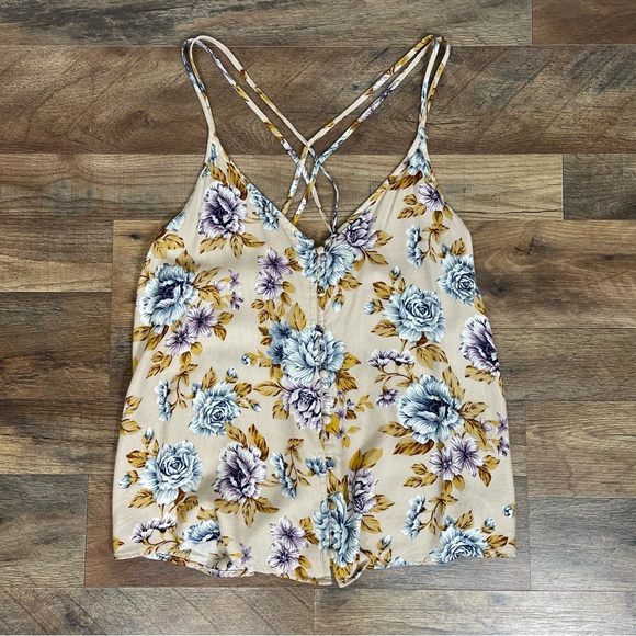 American Eagle Strappy Floral Tank w/ Button Front Size M - Picture 10 of 11